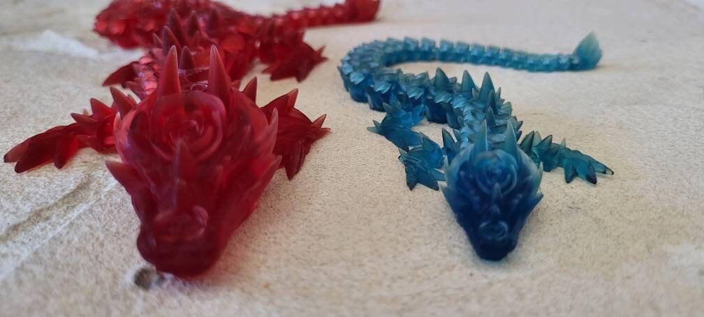 3D resin printed rose dragon fidget toy.