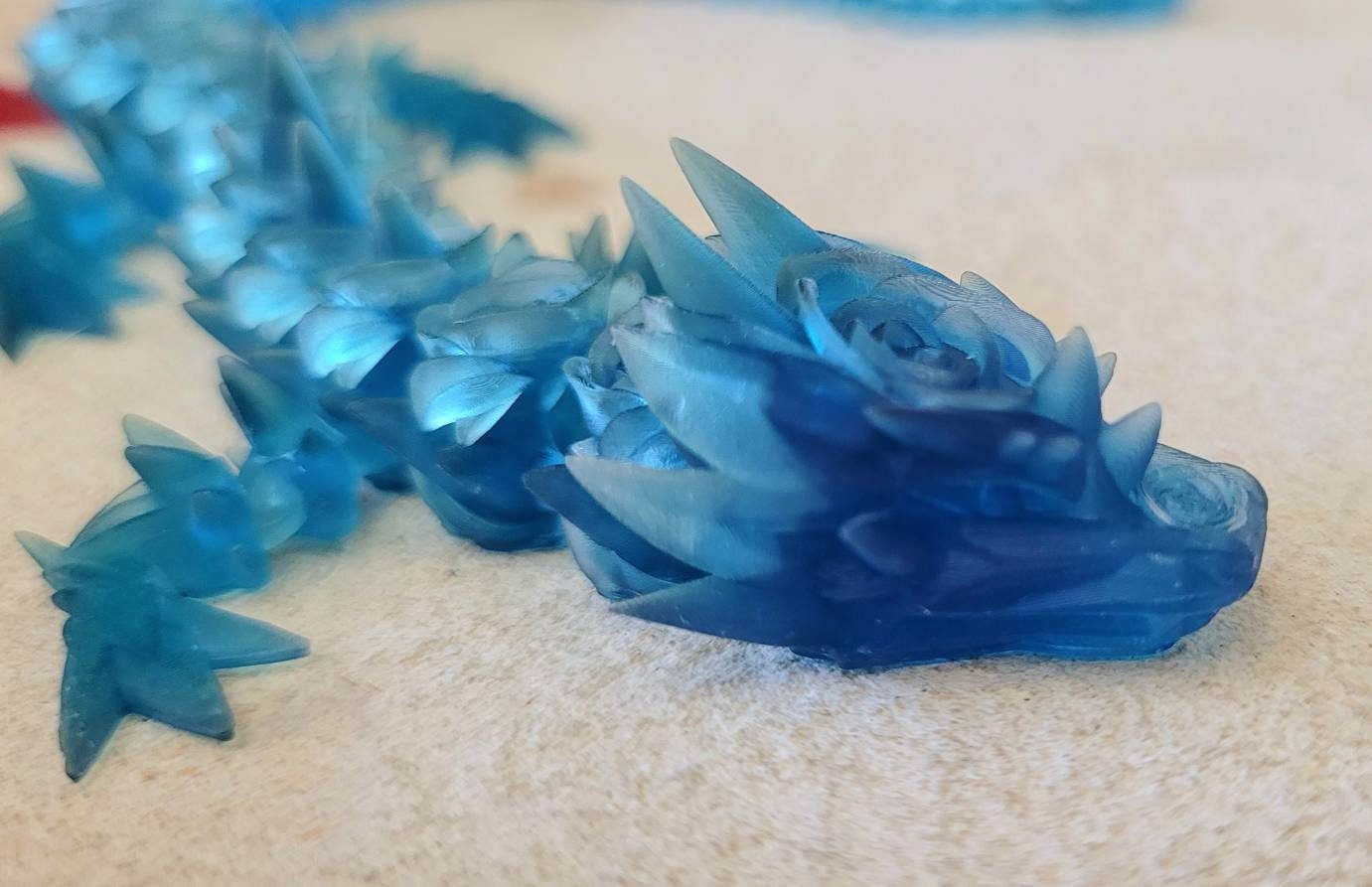 3D resin printed rose dragon fidget toy.