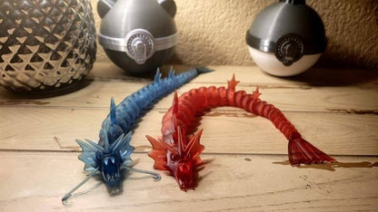 Resin printed gyarados articulate fidget toy