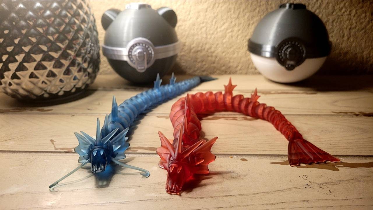 Resin printed gyarados articulate fidget toy