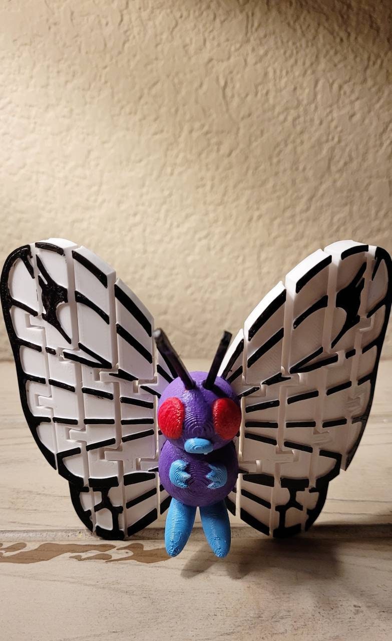 3D printed fidget toy, articulated butterfree pokemon