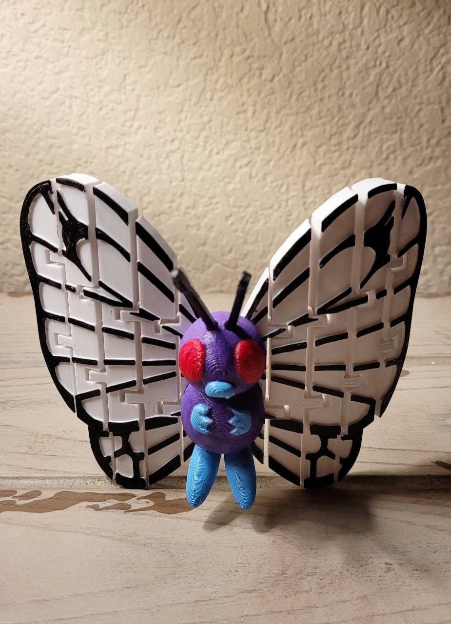 3D printed fidget toy, articulated butterfree pokemon