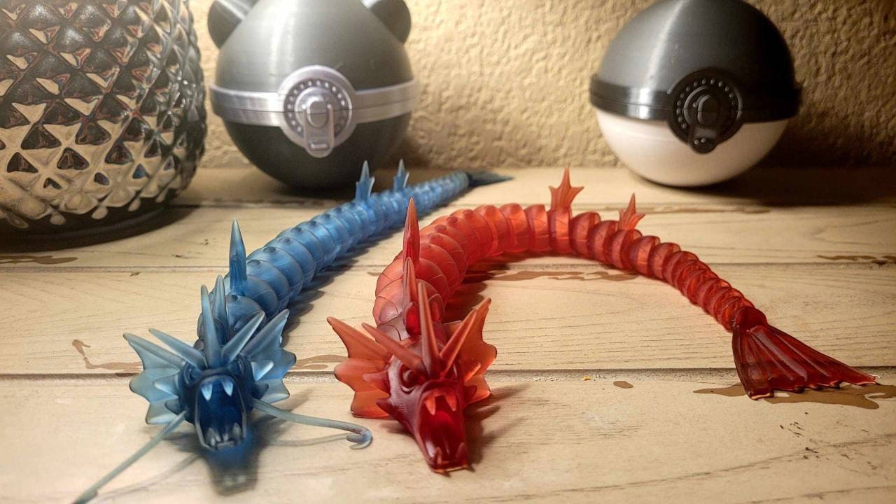 Resin printed gyarados articulate fidget toy