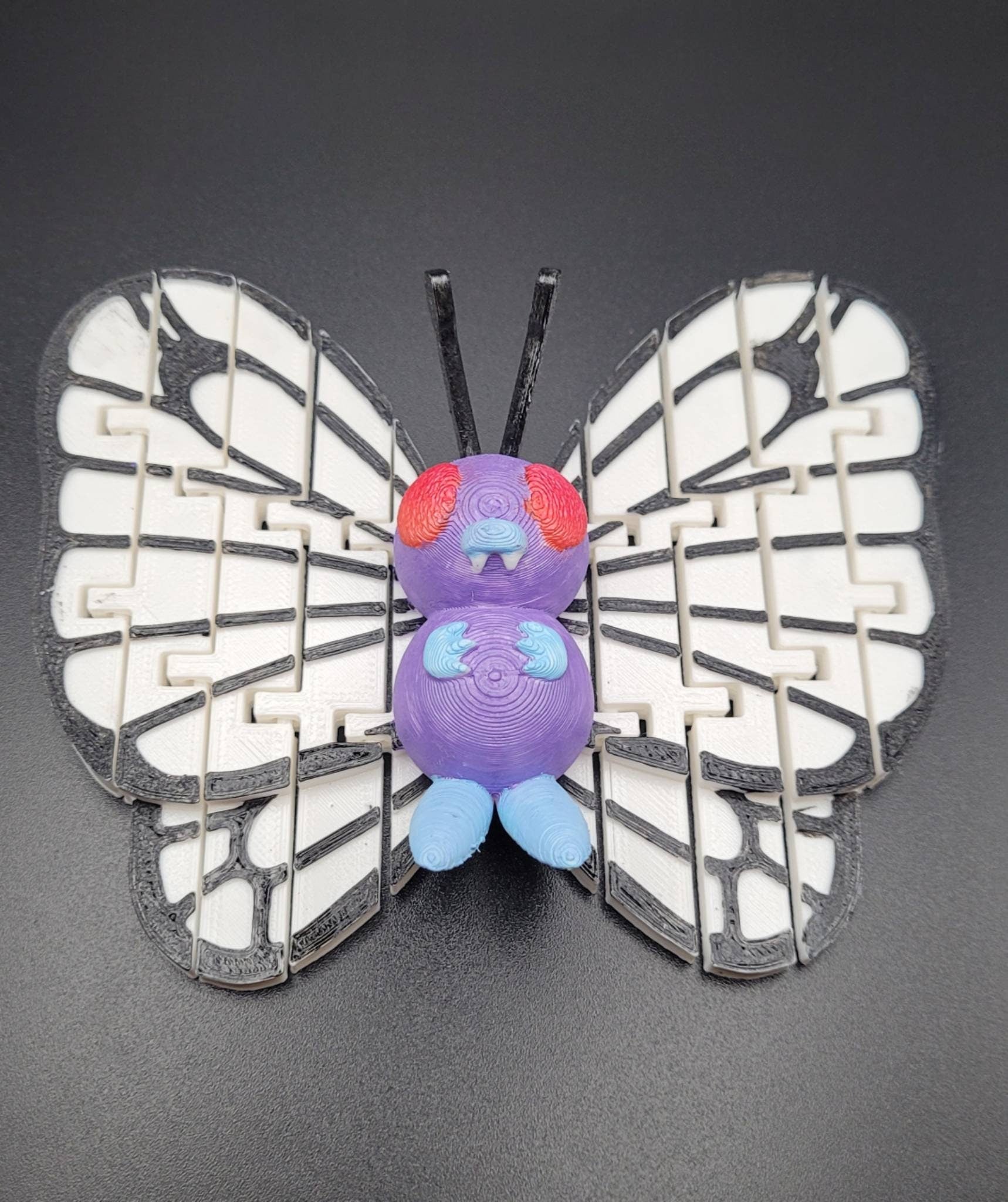 3D printed fidget toy, articulated butterfree pokemon