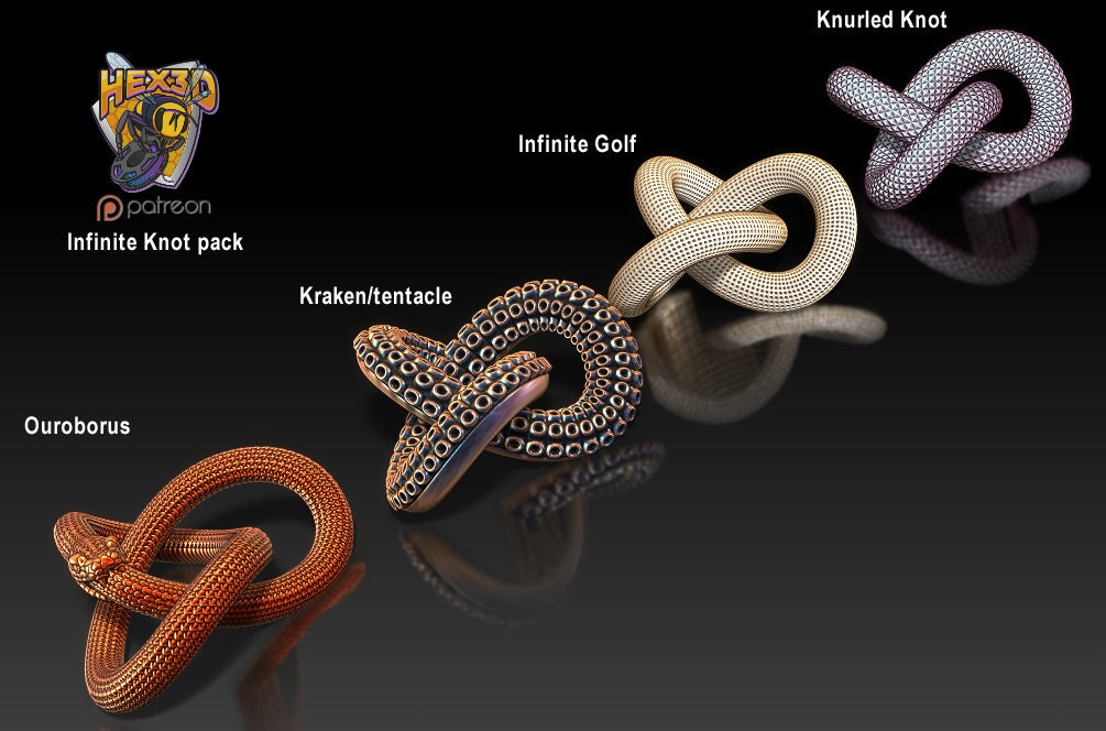 Ouroboros Knot 3D printed desktop decoration, toy, symbol.