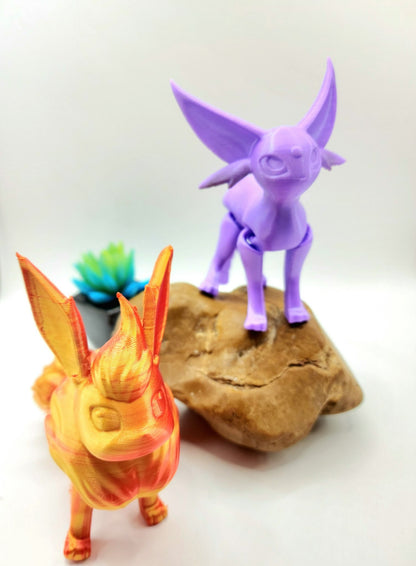 3D printed eeveelution series. Articulated, fidget toy.