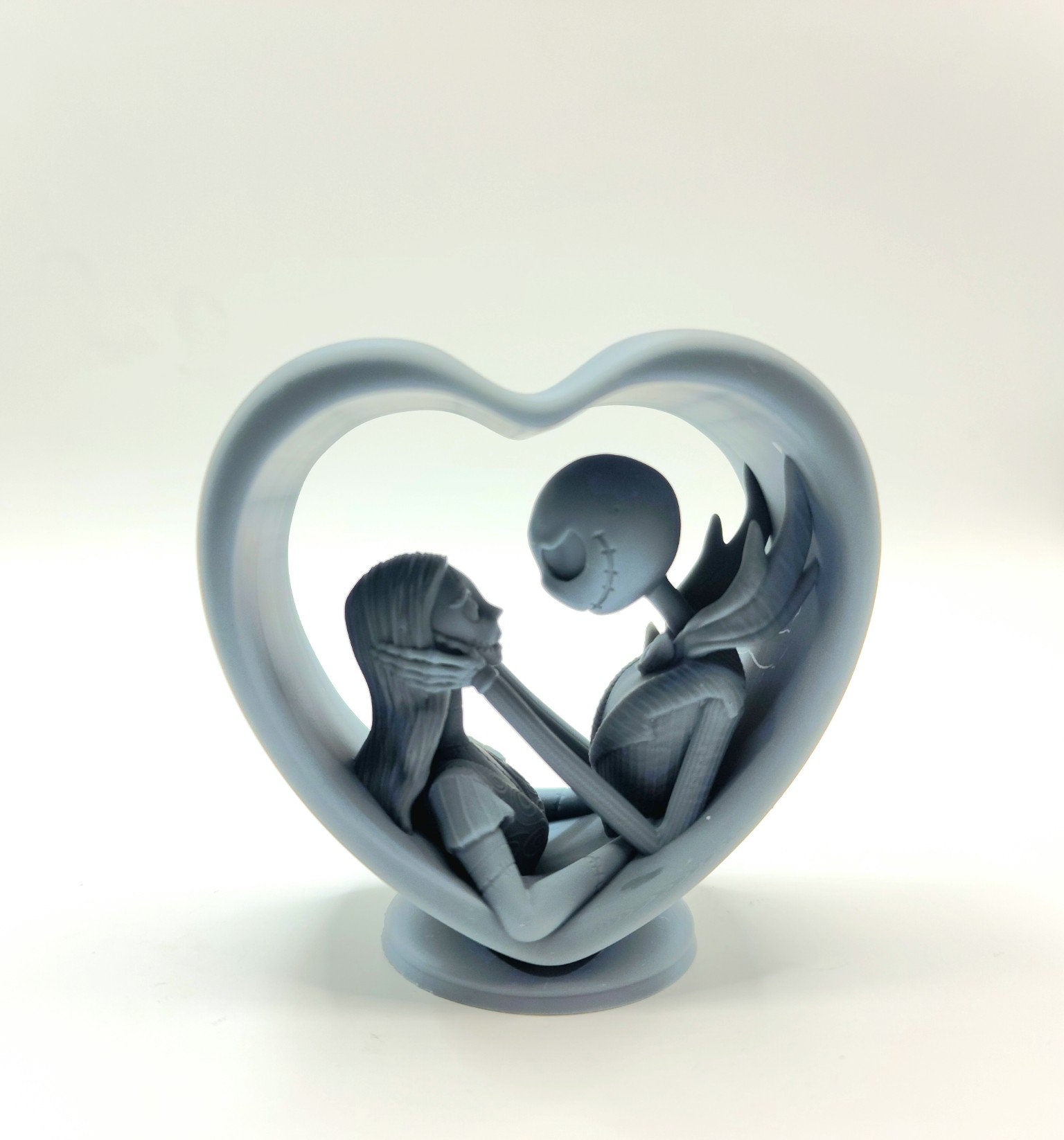 3D resin printed Heart display with Jack and Sally Valentine.