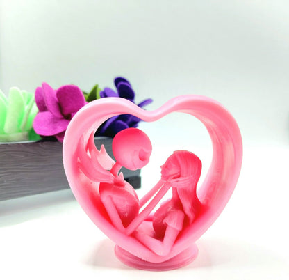 3D resin printed Heart display with Jack and Sally Valentine.