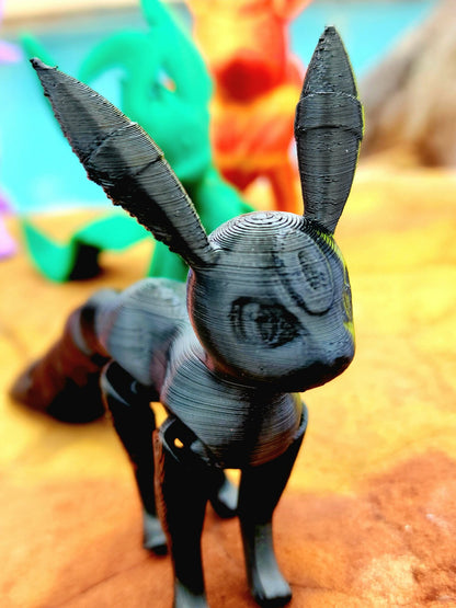 3D printed eeveelution series. Articulated, fidget toy.