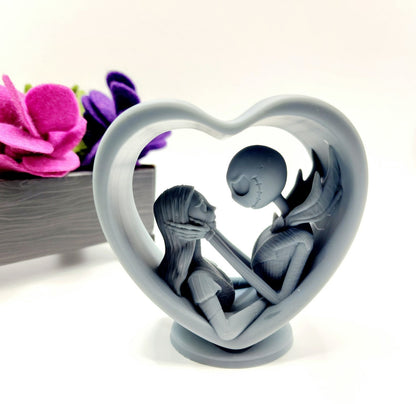 3D resin printed Heart display with Jack and Sally Valentine.