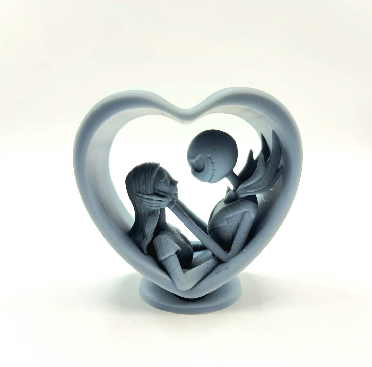 3D resin printed Heart display with Jack and Sally Valentine.