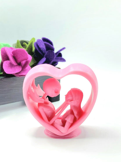 3D resin printed Heart display with Jack and Sally Valentine.