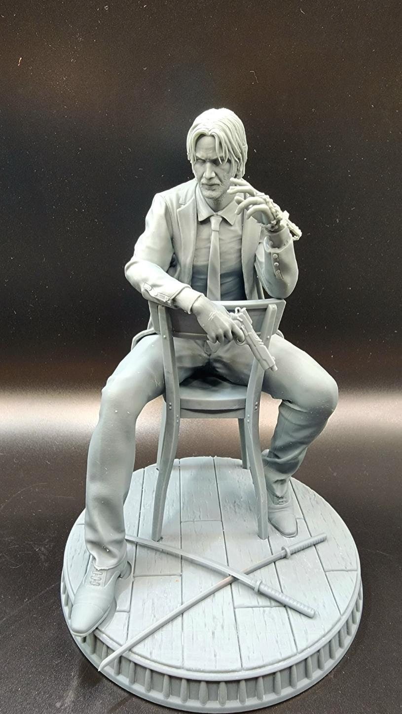 3D 14k resin printed John Wick from popular movie. Fan art. Desktop toy, decoration.