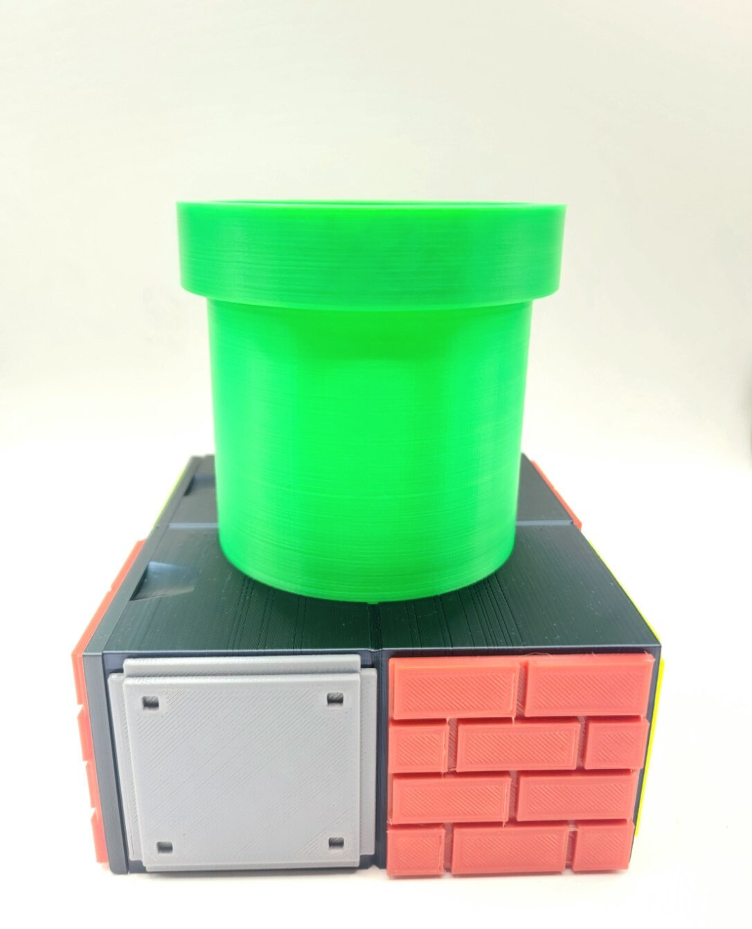 3D printed Super Mario inspired memory card organizer, drawer, pencil holder.