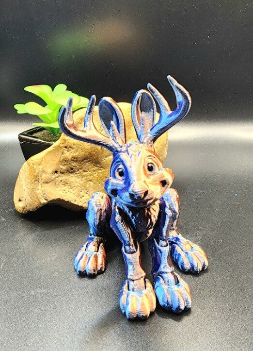 3D printed Jackalope articulate fidget sensory desktop toy.