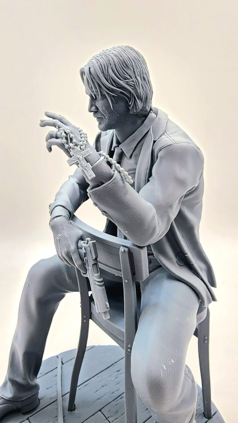 3D 14k resin printed John Wick from popular movie. Fan art. Desktop toy, decoration.