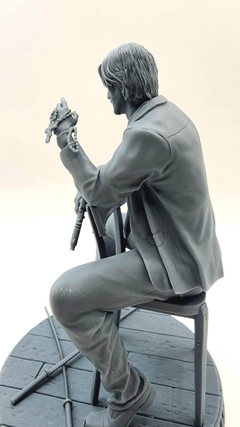 3D 14k resin printed John Wick from popular movie. Fan art. Desktop toy, decoration.