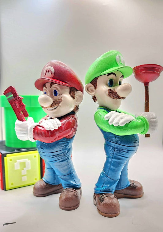 3D 8k resin printed Mario and Luigi from Super Mario. Desktop decoration, toy. Fan art