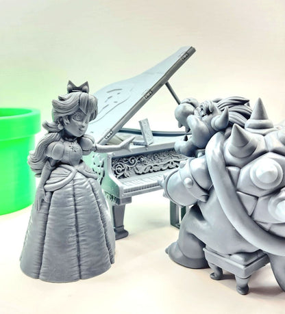 3D 14k resin printed Princess Peach, addon to the Bowser playing piano scene.