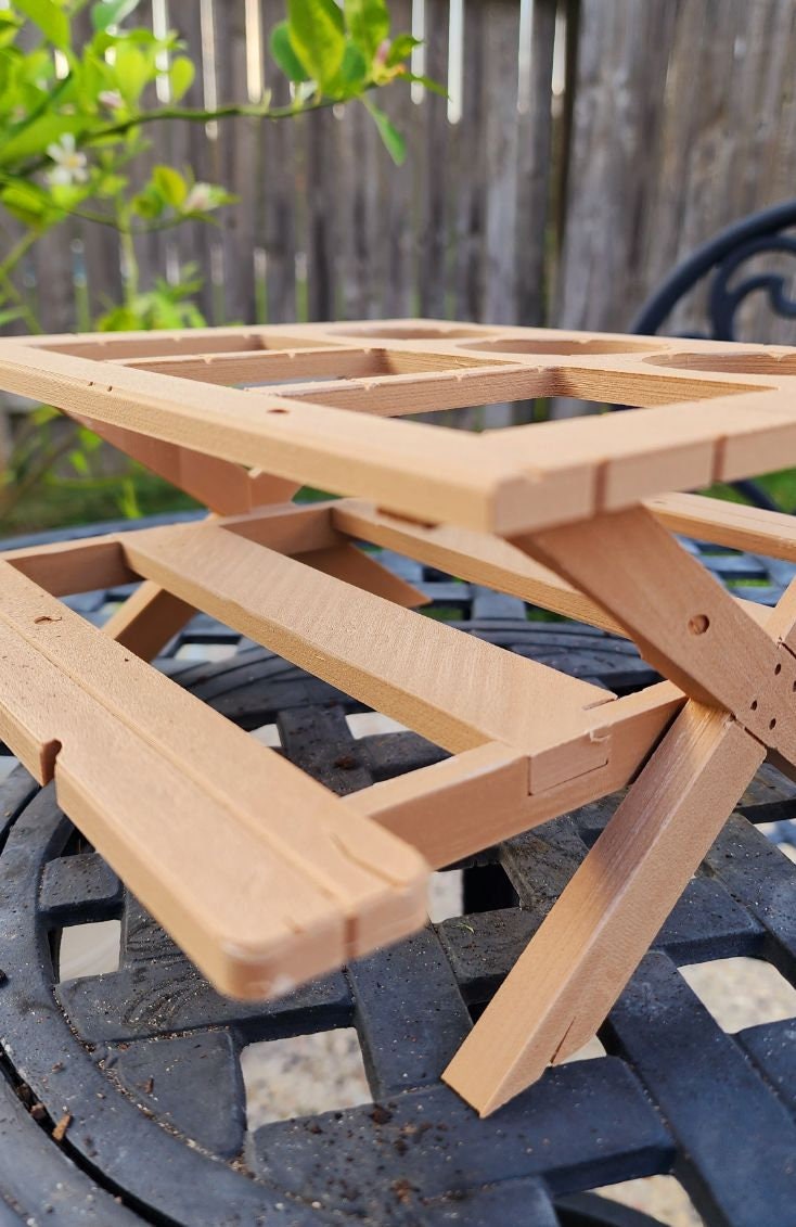 3D printed picnic table condiment holder.