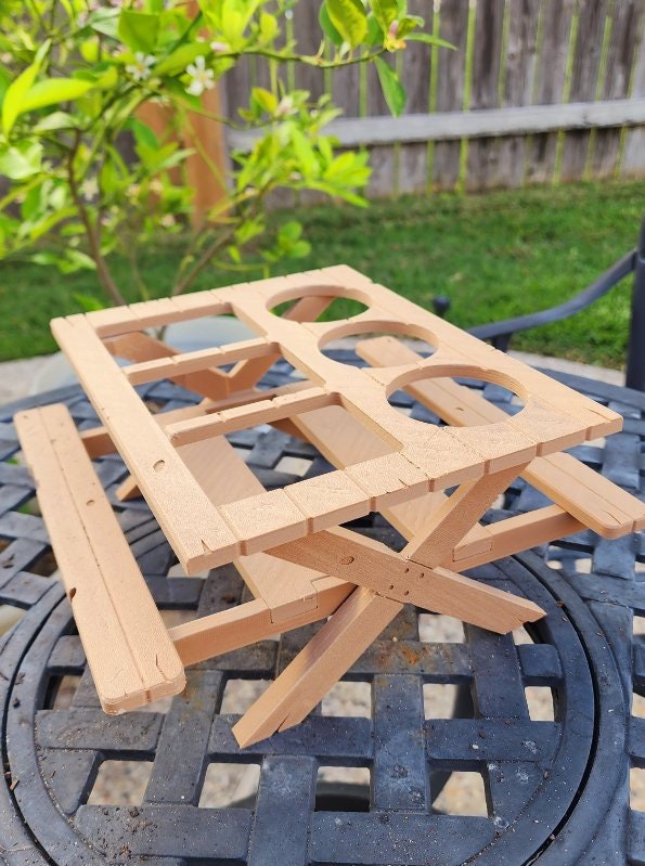 3D printed picnic table condiment holder.