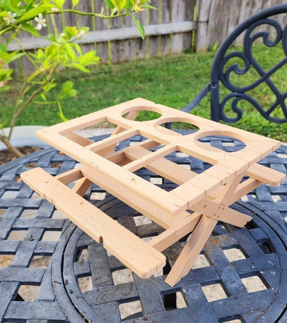 3D printed picnic table condiment holder.