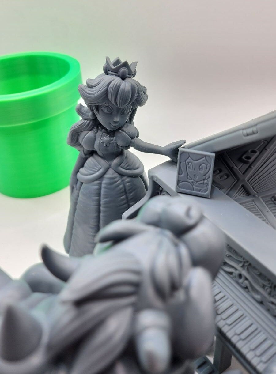 3D 14k resin printed Princess Peach, addon to the Bowser playing piano scene.