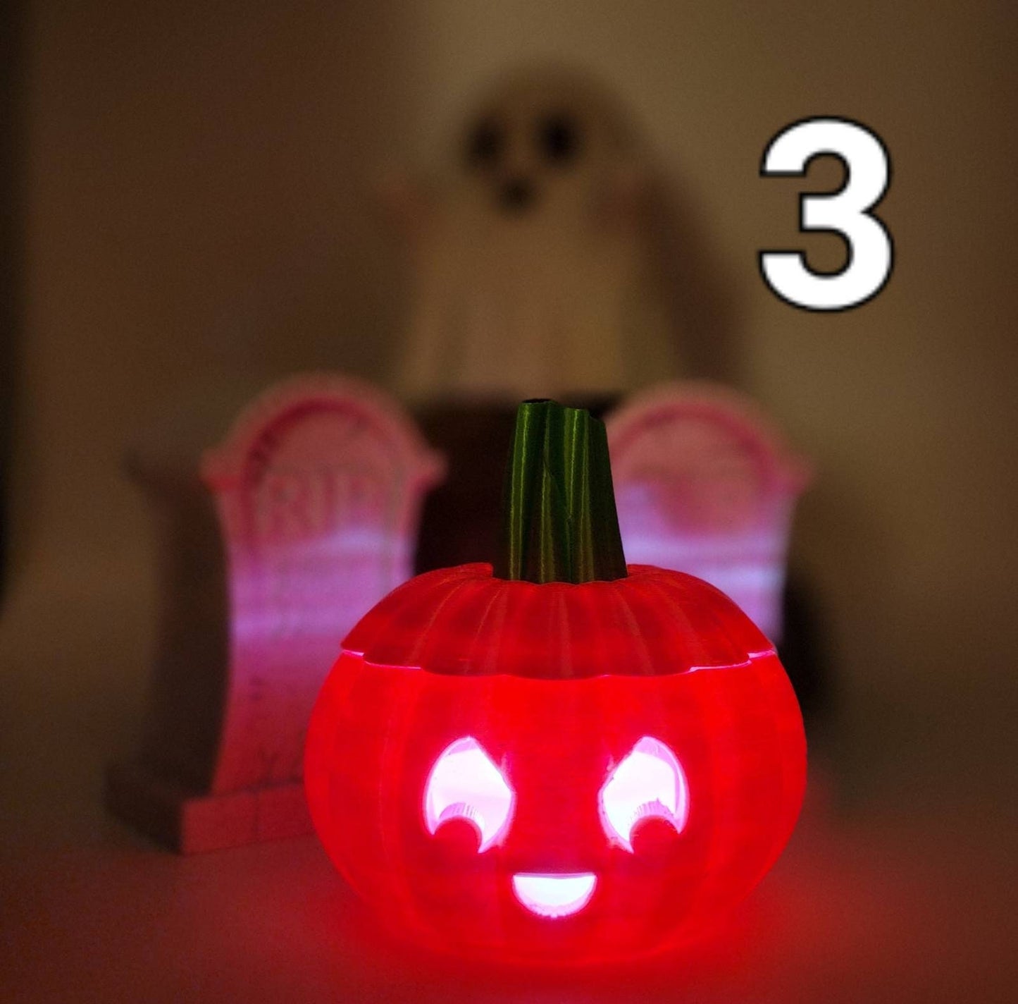 3D printed Jack O lantern with tea light. Halloween decorations.