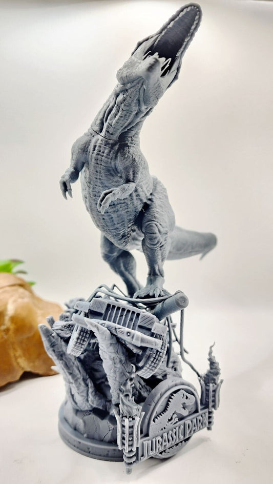 3D 14k resin printed Jurassic Park T-Rex. Desktop decoration, statue.