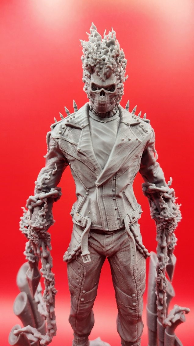 3D 14k resin printed Ghost rider desktop art, fan art, statue.