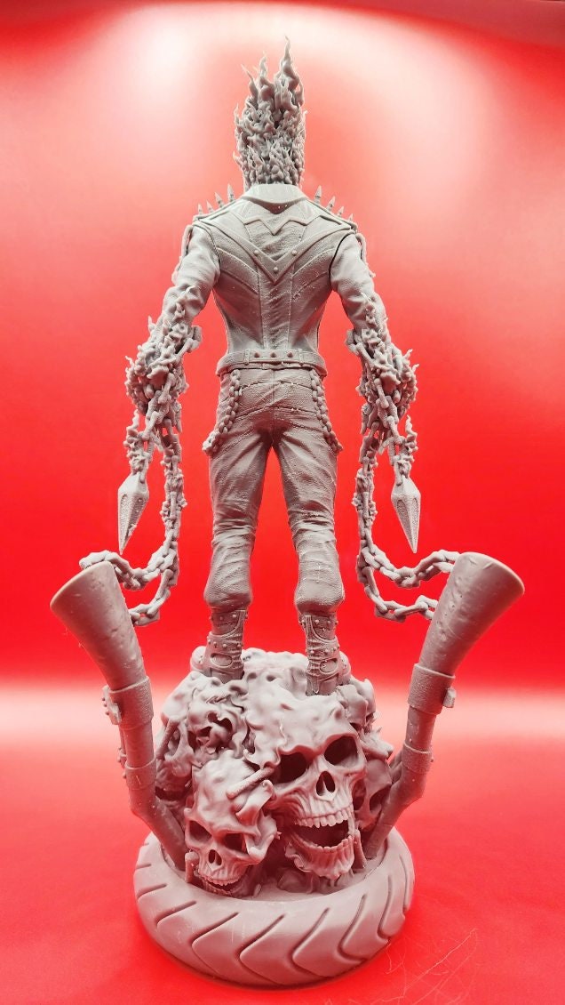 3D 14k resin printed Ghost rider desktop art, fan art, statue.