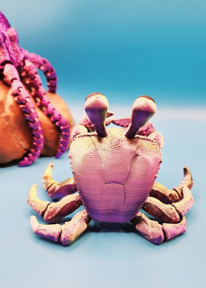 3D printed fully articulated Ghost crab, fidget sensory toy.