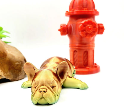 3D printed british bulldog, articulated fidget sensory toy. With an optional fire hydrant.