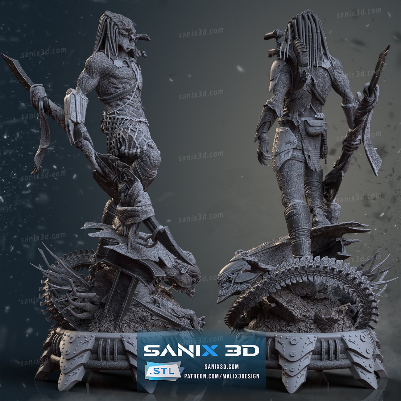 3D 14k printed Alien vs Predator desktop toy, decoration. Fan art