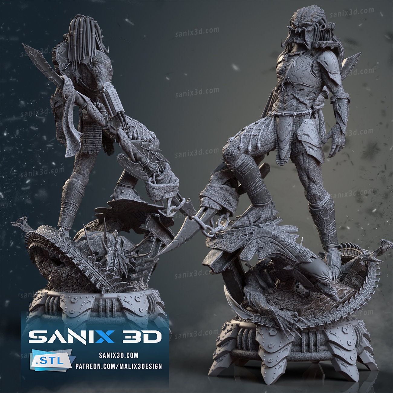 3D 14k printed Alien vs Predator desktop toy, decoration. Fan art