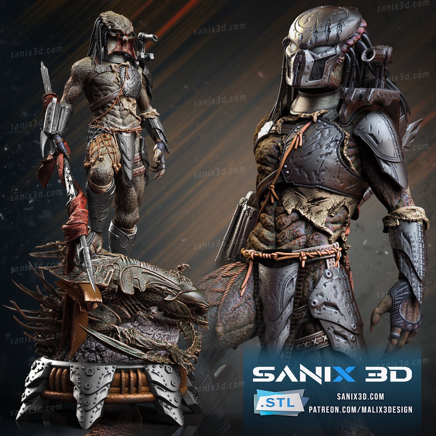 3D 14k printed Alien vs Predator desktop toy, decoration. Fan art