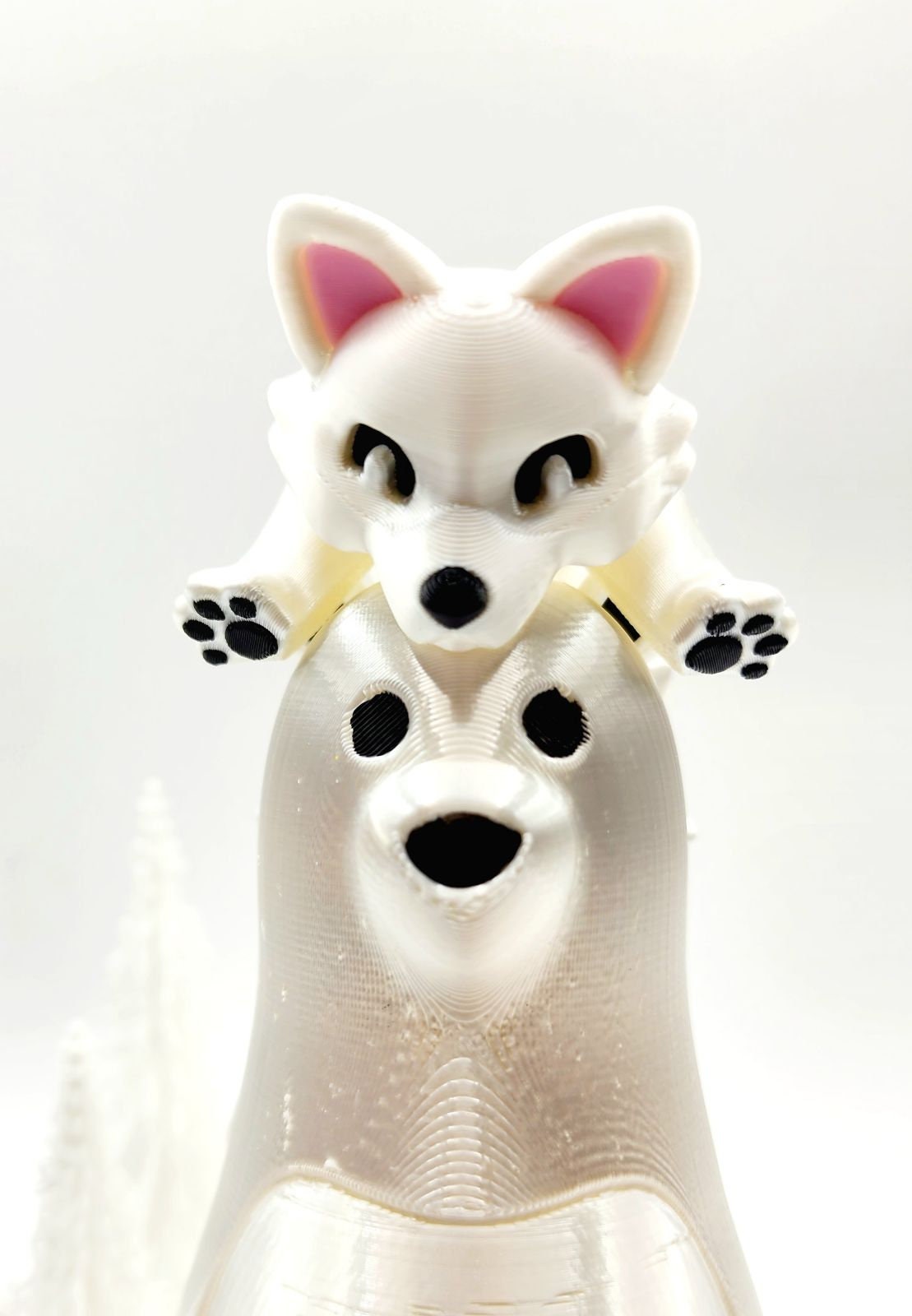 3D printed Arctic fox articulate fidget, sensory toy, desktop toy.