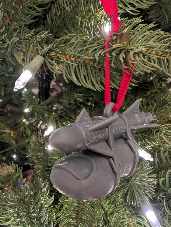 Missile Toe (Mistletoe) Christmas ornament. 3D printed. Meme