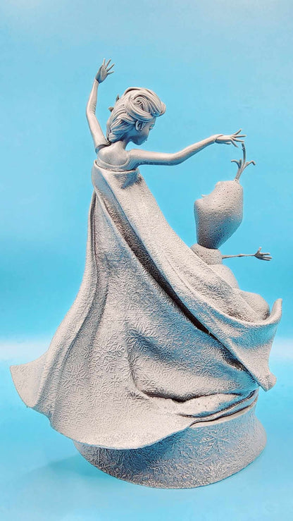 3D 14k resin printed Elsa and Olaf dancing, desktop decoration, fan art.