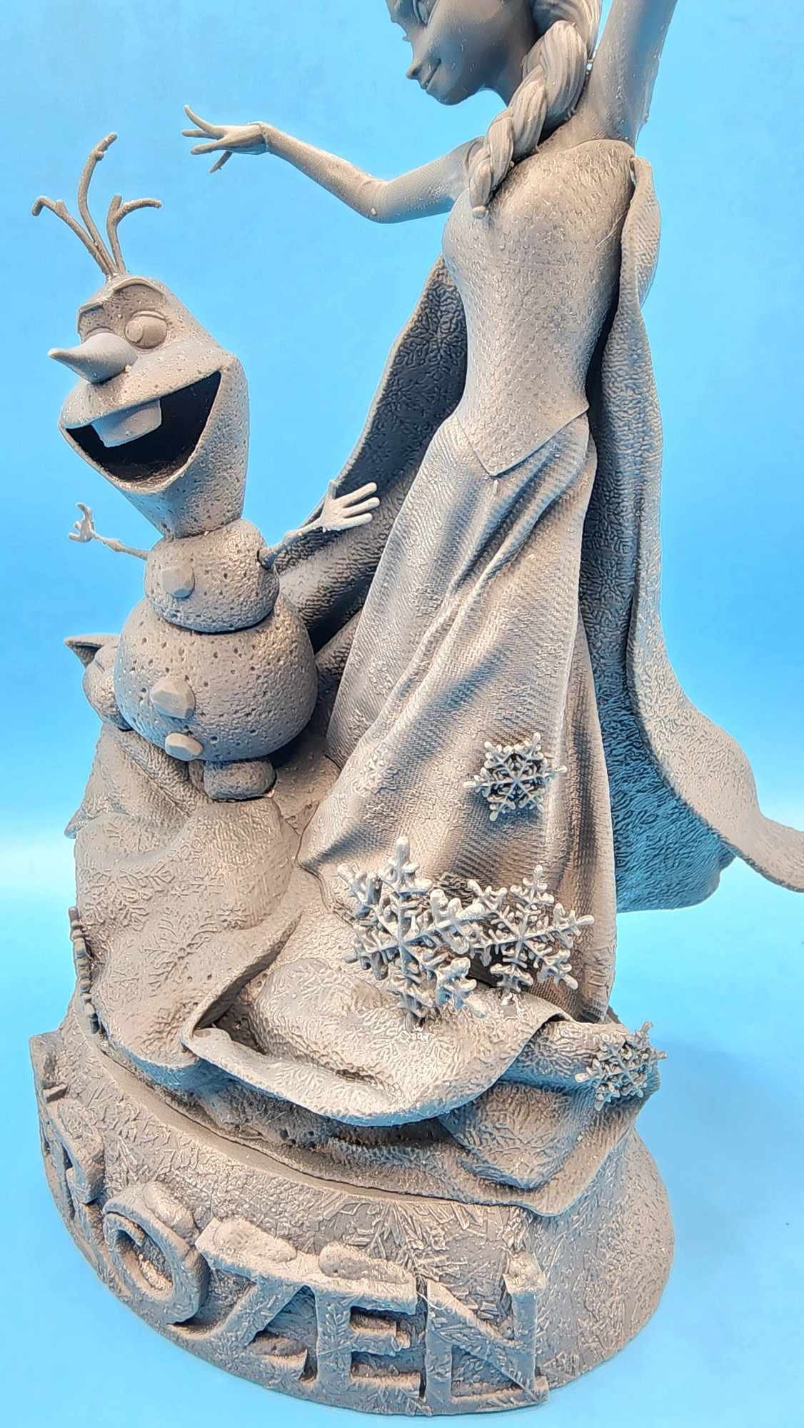 3D 14k resin printed Elsa and Olaf dancing, desktop decoration, fan art.