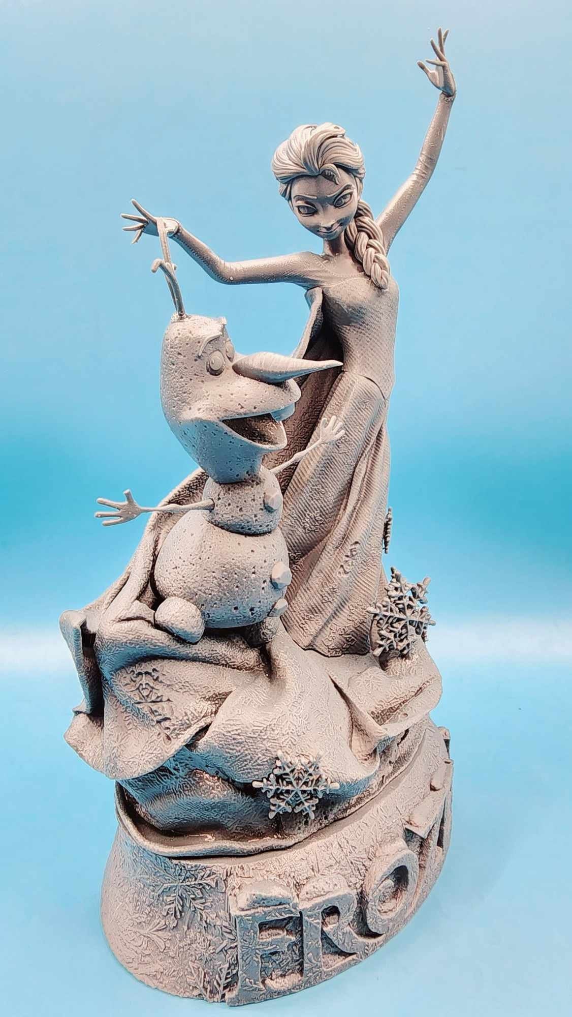 3D 14k resin printed Elsa and Olaf dancing, desktop decoration, fan art.