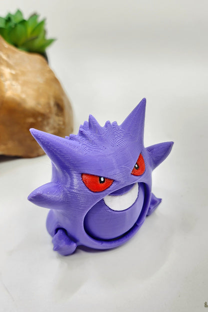 3D printed Gengar articulated fidget, sensory, desktop toy.