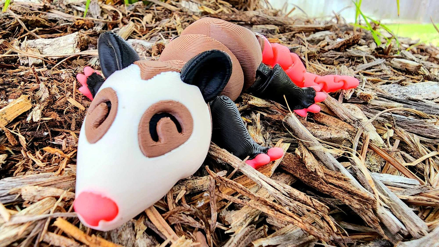 3D printed Opossum articulated fidget toy, sensory toy, desktop toy.