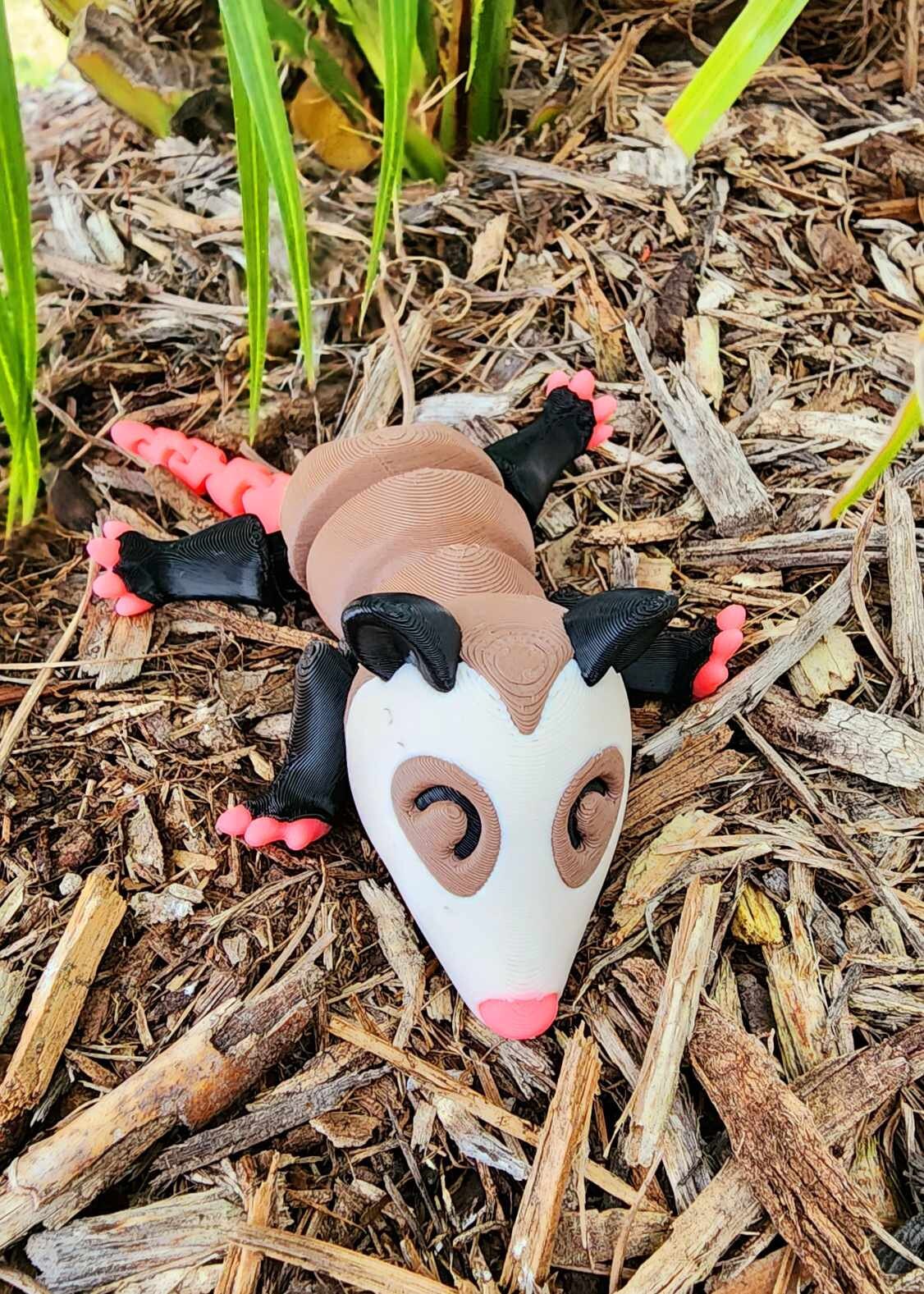 3D printed Opossum articulated fidget toy, sensory toy, desktop toy.