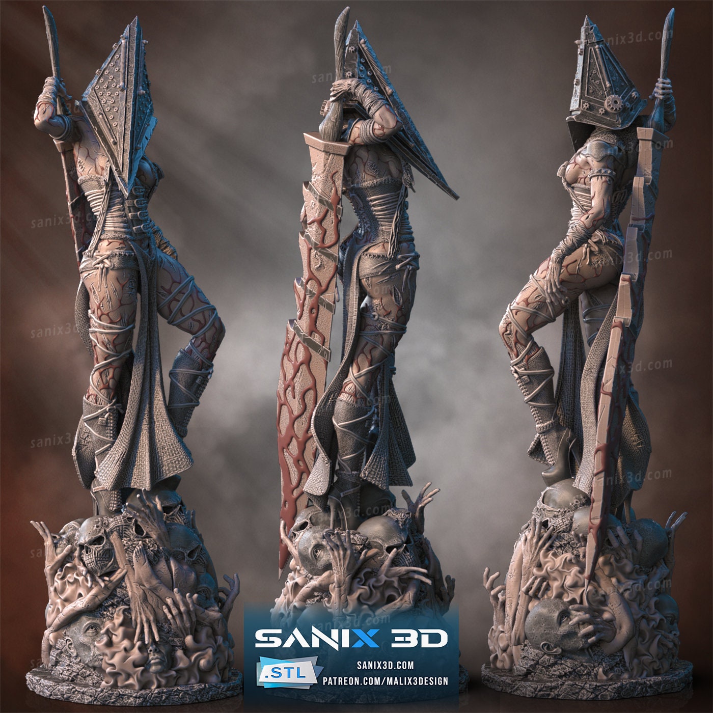 3D 14k resin printed Pyramid Head desktop decoration. Fan art.