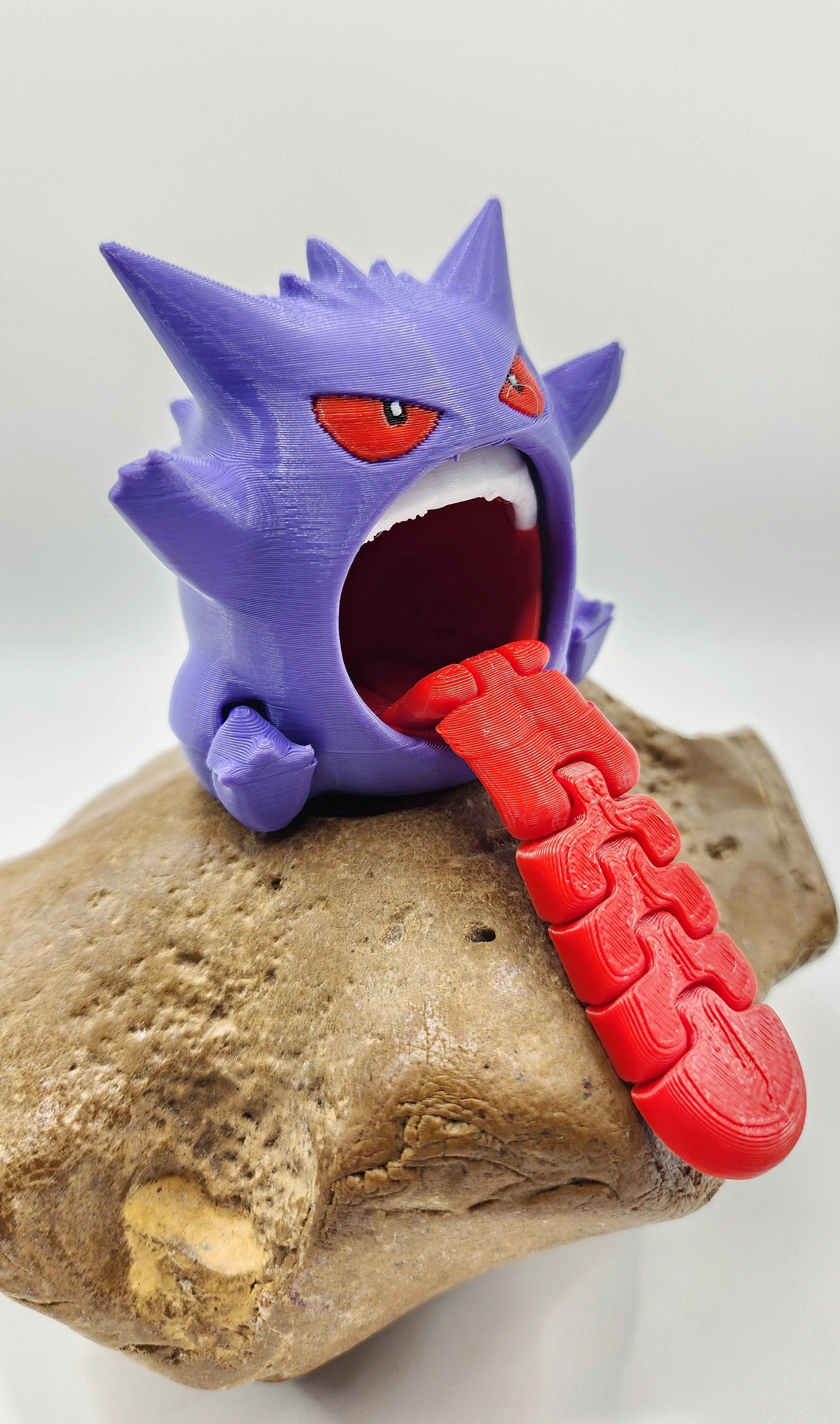 3D printed Gengar articulated fidget, sensory, desktop toy.