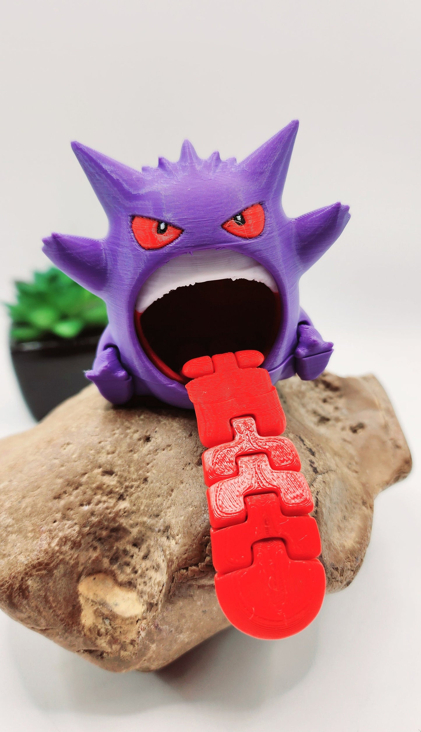 3D printed Gengar articulated fidget, sensory, desktop toy.