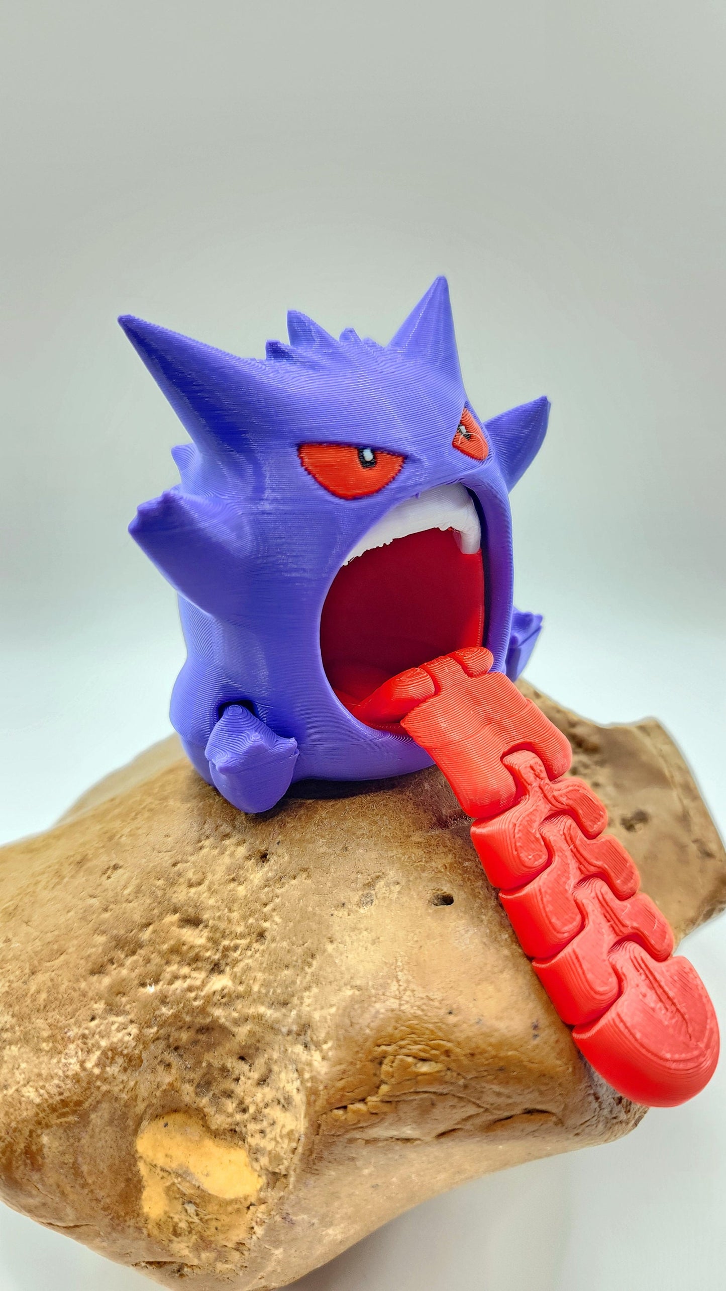 3D printed Gengar articulated fidget, sensory, desktop toy.