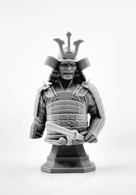 3D 14k resin printed Samurai Bust. Desktop Decoration.