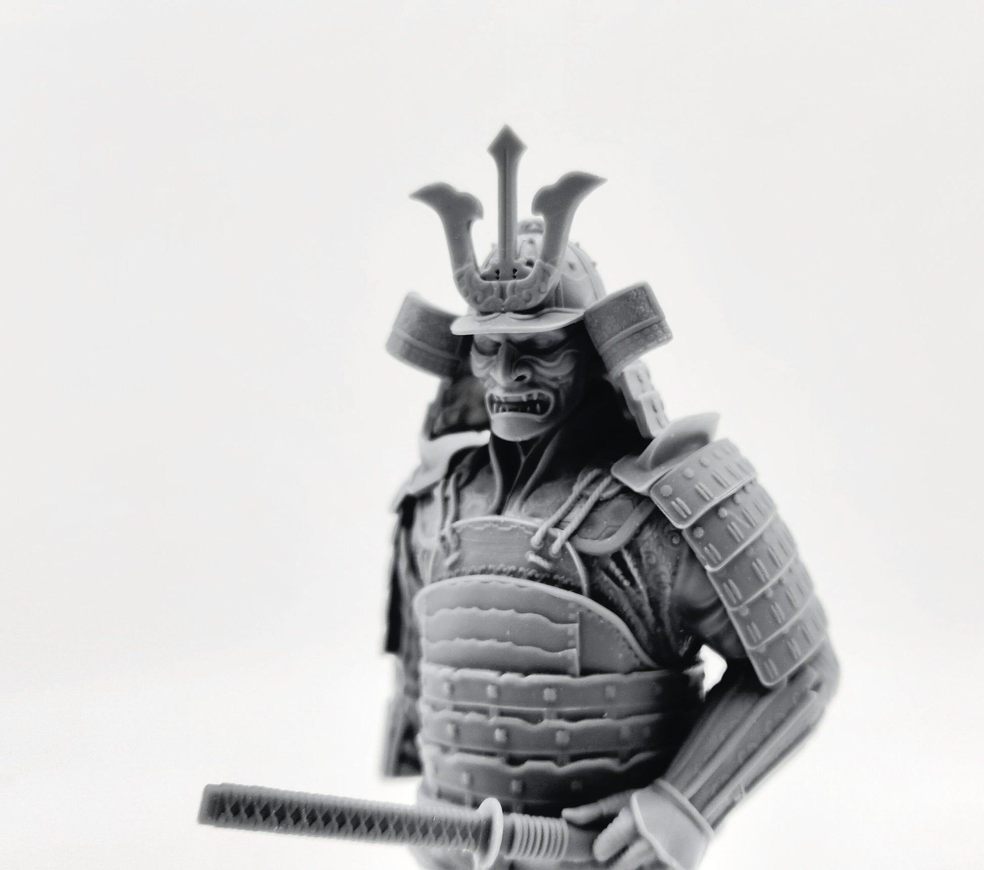 3D 14k resin printed Samurai Bust. Desktop Decoration.